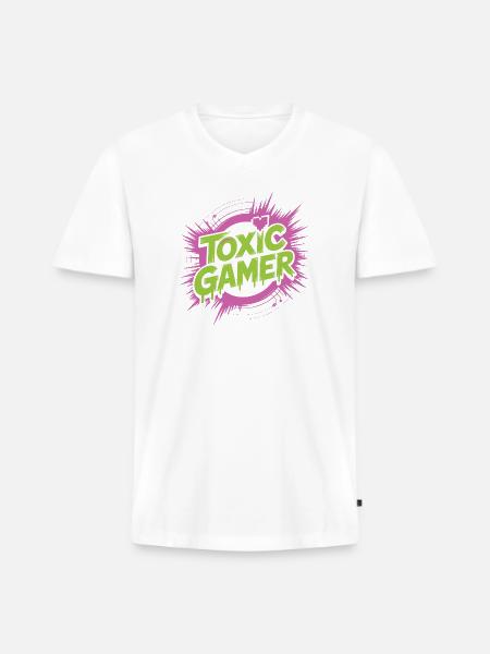 Toxic Gamer - Men's Premium Organic V-Neck T-Shirt - white