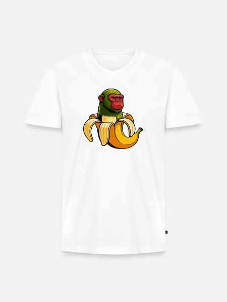 Chimpanzini Bananini Italian Brainrot Meme Art - Men's Premium Organic V-Neck T-Shirt - white