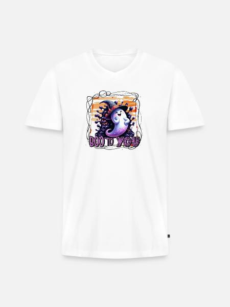Whimsical Ghost Boo to You - Men's Premium Organic V-Neck T-Shirt - white