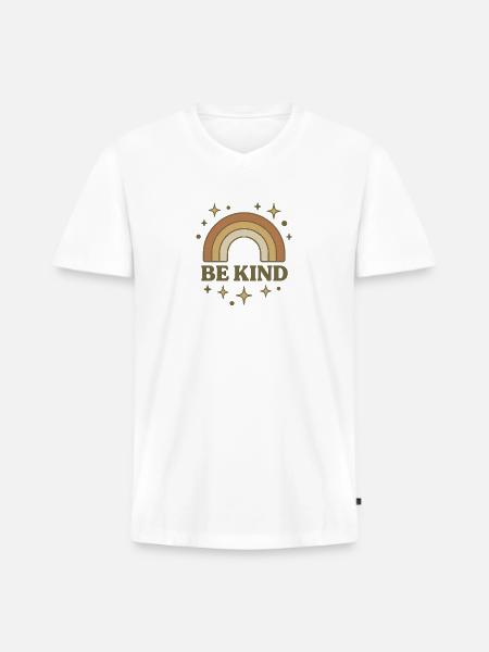 Be Kind Retro Rainbow - Men's Premium Organic V-Neck T-Shirt - white
