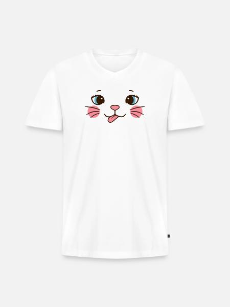 Pink Cheek Cat Face - Men's Premium Organic V-Neck T-Shirt - white