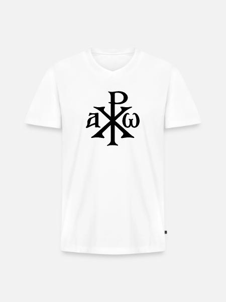 Chi Rho Christogram Black - Men's Premium Organic V-Neck T-Shirt - white