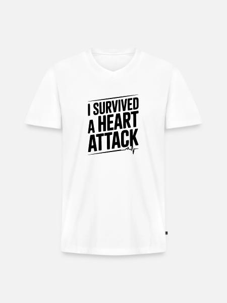 I Survived a Heart Attack - Men's Premium Organic V-Neck T-Shirt - white