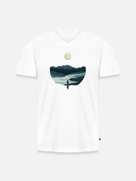Moonlit Valley Silhouette - Men's Premium Organic V-Neck T-Shirt - white