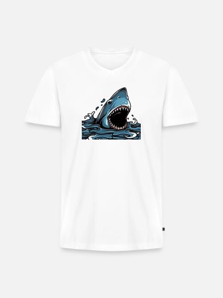 Shark Attack Splash - Men's Premium Organic V-Neck T-Shirt - white