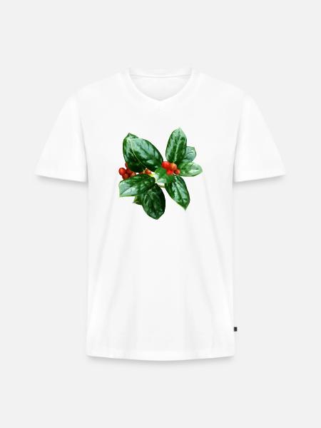 Holly With Berries - Men's Premium Organic V-Neck T-Shirt - white