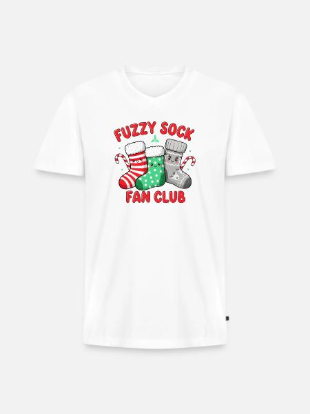 Fuzzy Sock Fan Club - Men's Premium Organic V-Neck T-Shirt - white