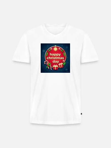 Happy Christmas Day Circle - Men's Premium Organic V-Neck T-Shirt - white