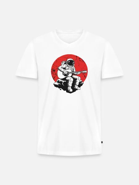Astronaut Guitar on Red Rock - Men's Premium Organic V-Neck T-Shirt - white