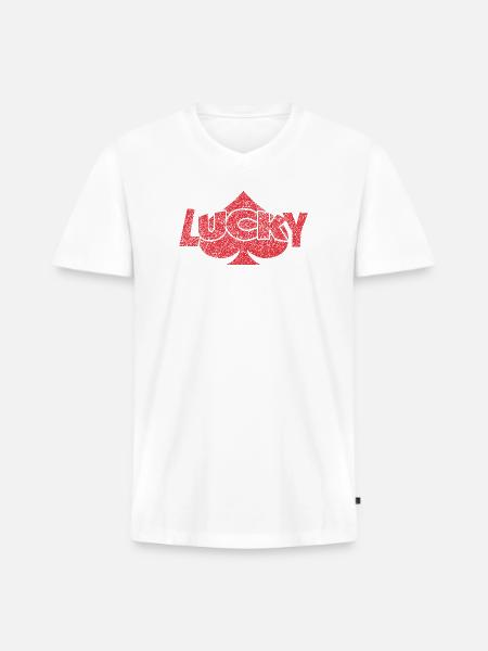 Lucky Spade - Men's Premium Organic V-Neck T-Shirt - white