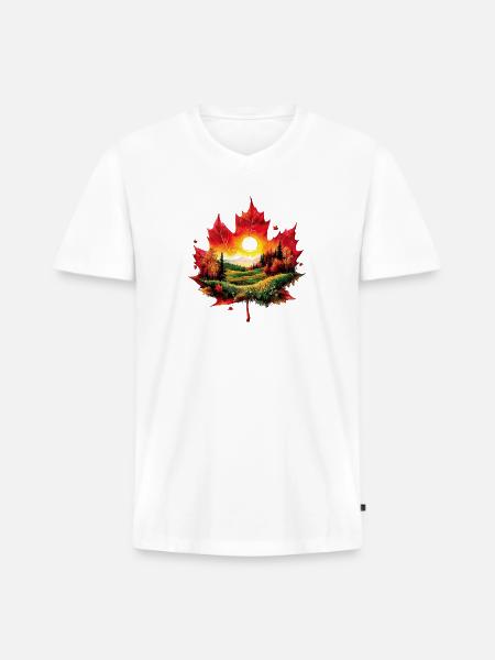 Autumn Maple Landscape - Men's Premium Organic V-Neck T-Shirt - white