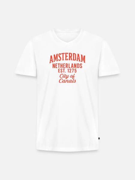 Amsterdam City of Canals Shirt - Men's Premium Organic V-Neck T-Shirt - white