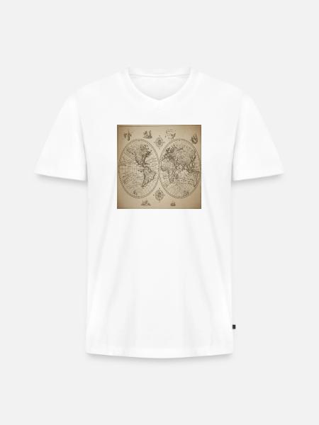 Antique double-halved world map - Men's Premium Organic V-Neck T-Shirt - white