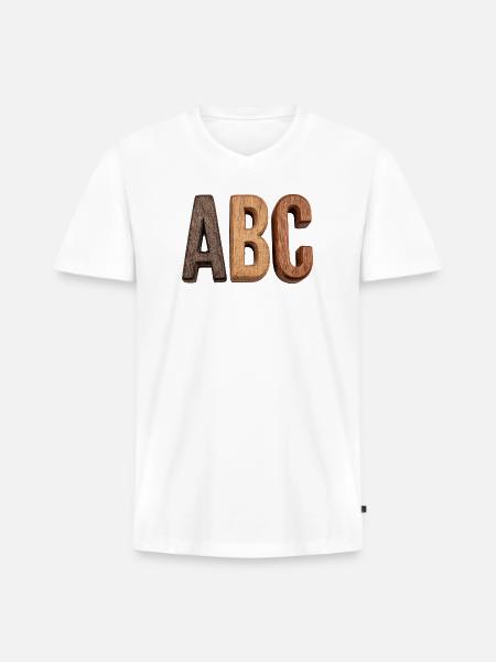 Rustic Wood ABC Letters - Men's Premium Organic V-Neck T-Shirt - white