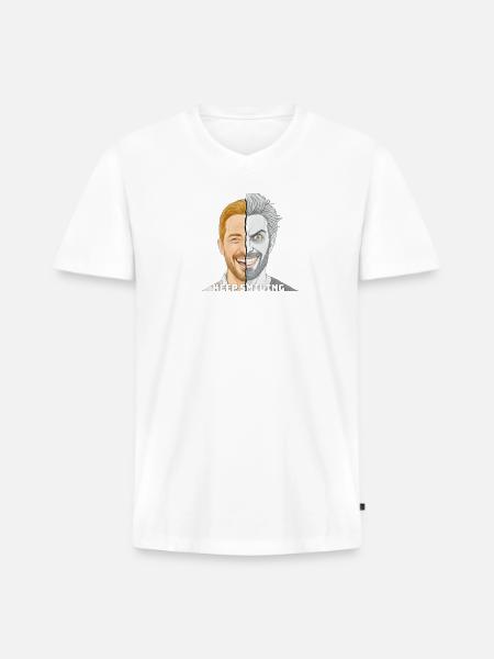 Split Face Smile Keep Smiling - Men's Premium Organic V-Neck T-Shirt - white
