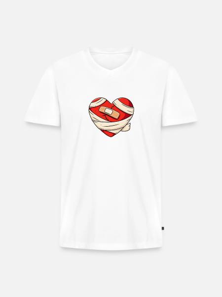 Healing Heart - Men's Premium Organic V-Neck T-Shirt - white