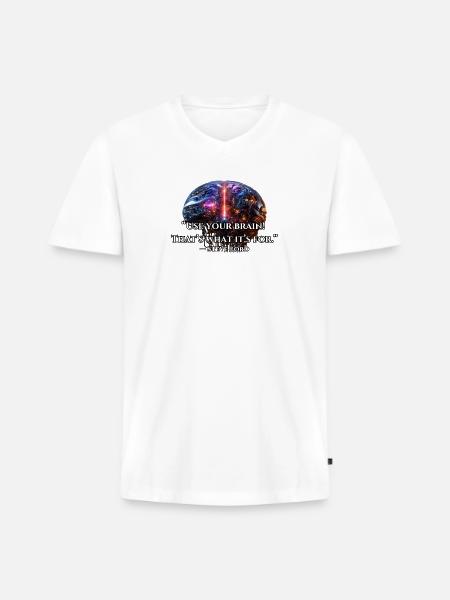 Neon Circuit Brain - Men's Premium Organic V-Neck T-Shirt - white