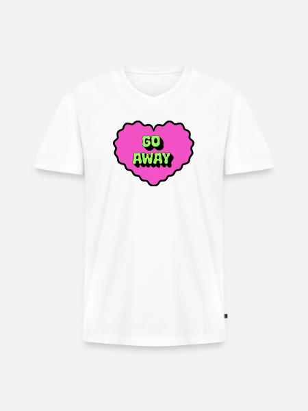 Go Away - Men's Premium Organic V-Neck T-Shirt - white