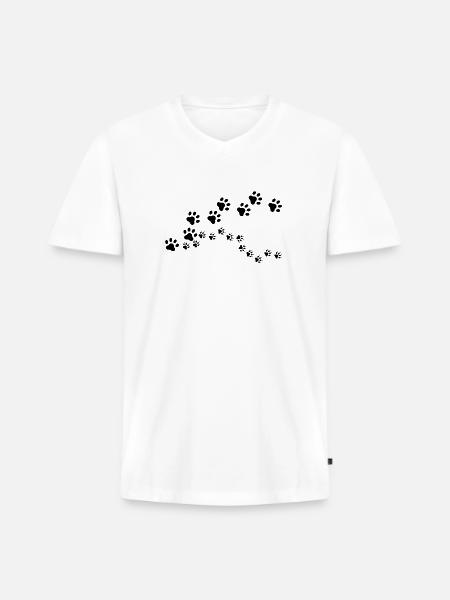 Pawprint Trail - Men's Premium Organic V-Neck T-Shirt - white