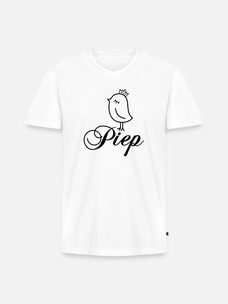Sparrow With Crown “Piep” - Men's Premium Organic V-Neck T-Shirt - white