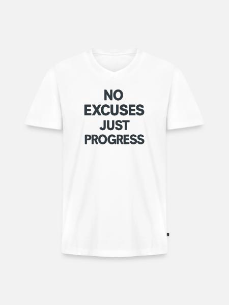 No Excuses Just Progress - Men's Premium Organic V-Neck T-Shirt - white