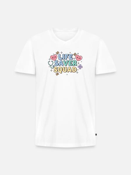 Life Saver Squad - Men's Premium Organic V-Neck T-Shirt - white