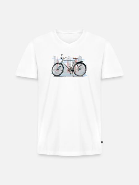 Rustic City Bicycle Sketch - Men's Premium Organic V-Neck T-Shirt - white