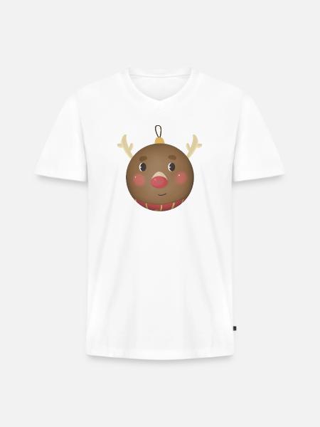 Cozy Reindeer Ornament Ball - Men's Premium Organic V-Neck T-Shirt - white