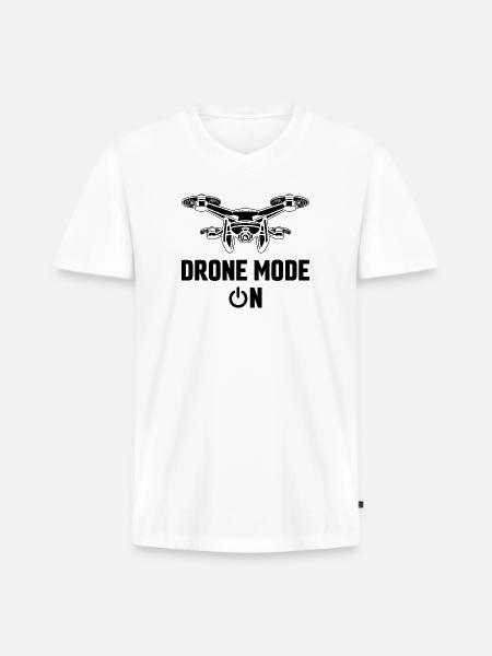 Drone Mode: On - Men's Premium Organic V-Neck T-Shirt - white
