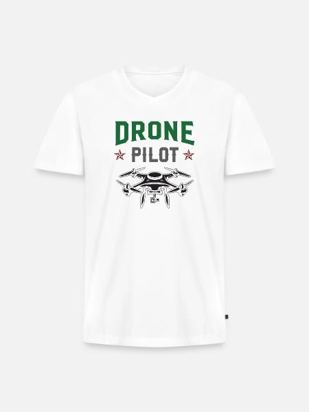 Drone Pilot - Men's Premium Organic V-Neck T-Shirt - white