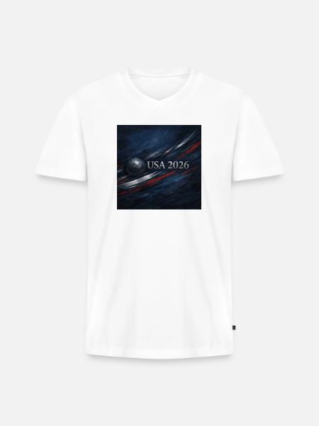 USA 2026 Soccer Emblem - Men's Premium Organic V-Neck T-Shirt - white