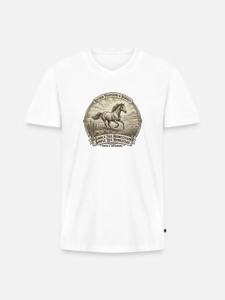 Rustic Horse Homestead Emblem - Men's Premium Organic V-Neck T-Shirt - white