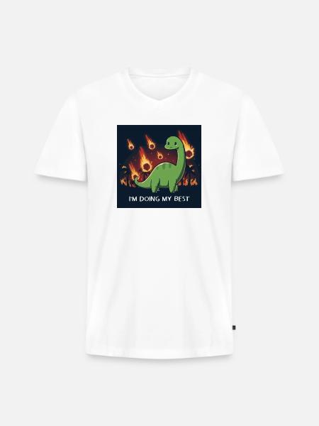 Dino Doing Its Best - Men's Premium Organic V-Neck T-Shirt - white