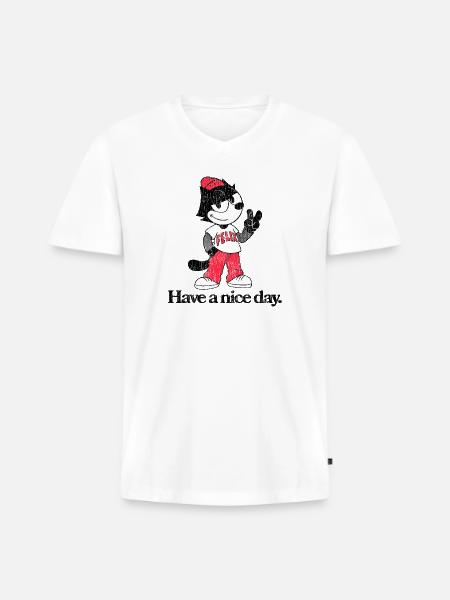 Felix The Cat In Skater Style & Have A Nice Day - Men's Premium Organic V-Neck T-Shirt - white