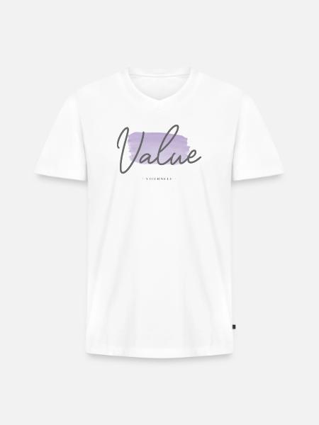 Value Yourself - Men's Premium Organic V-Neck T-Shirt - white