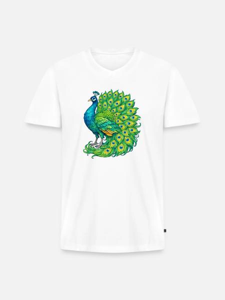 Vivid Peacock Cascade - Men's Premium Organic V-Neck T-Shirt - white