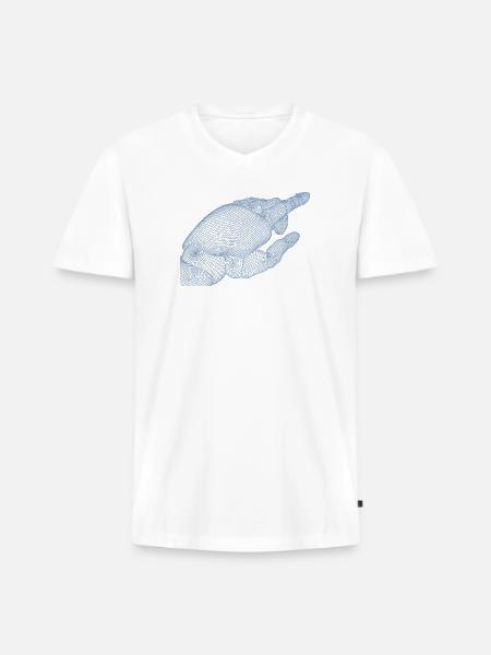 Geometric Hand Silhouette with Fractals - Men's Premium Organic V-Neck T-Shirt - white