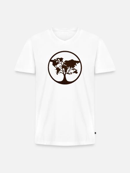 Circle Tree world map - Men's Premium Organic V-Neck T-Shirt - white