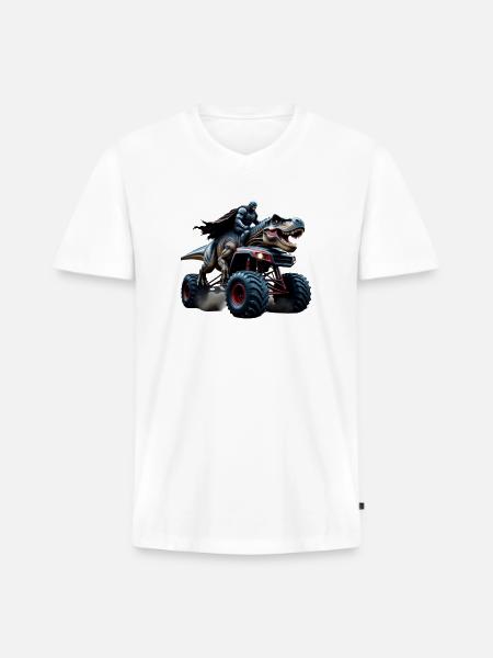 Prehistoric Power Rider - Men's Premium Organic V-Neck T-Shirt - white