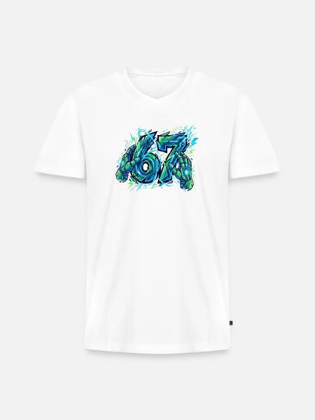 Neon Circuit Vortex Hands - Men's Premium Organic V-Neck T-Shirt - white