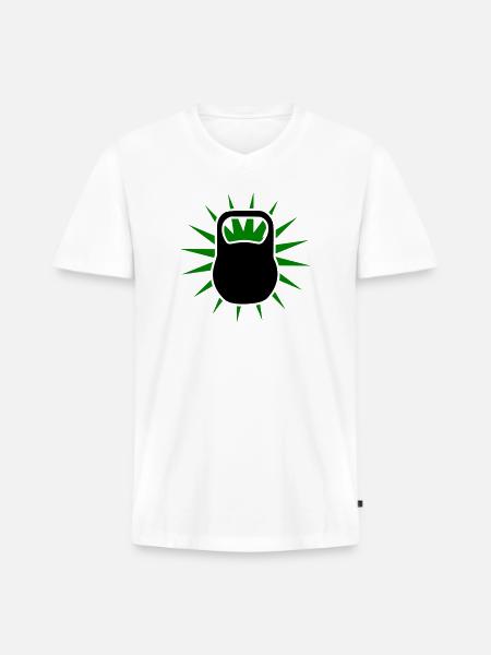 Green Sunburst Kettlebell Emblem - Men's Premium Organic V-Neck T-Shirt - white