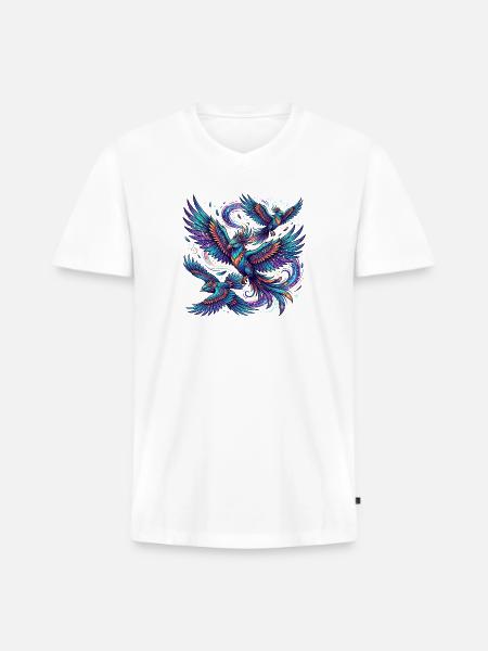 Fantastical birds in flight - Men's Premium Organic V-Neck T-Shirt - white