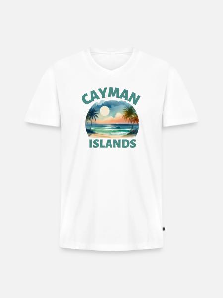 Cayman Islands Sunset Beach - Men's Premium Organic V-Neck T-Shirt - white