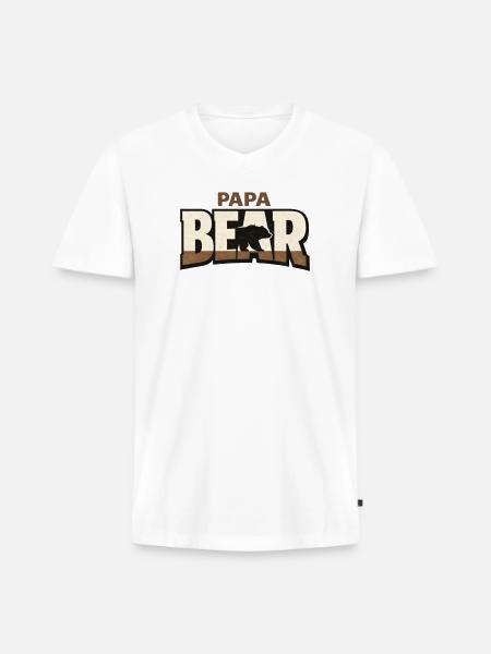 Papa Bear Rustic Logo - Men's Premium Organic V-Neck T-Shirt - white