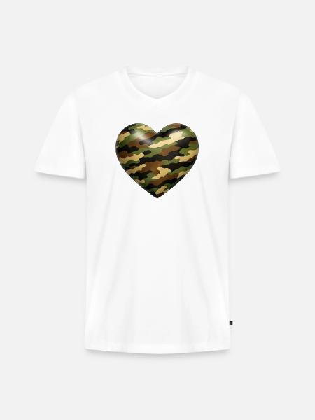 Camo Heart - Men's Premium Organic V-Neck T-Shirt - white