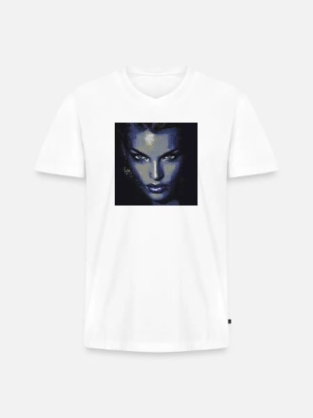 Midnight Halftone Femme Fatale - Men's Premium Organic V-Neck T-Shirt - white