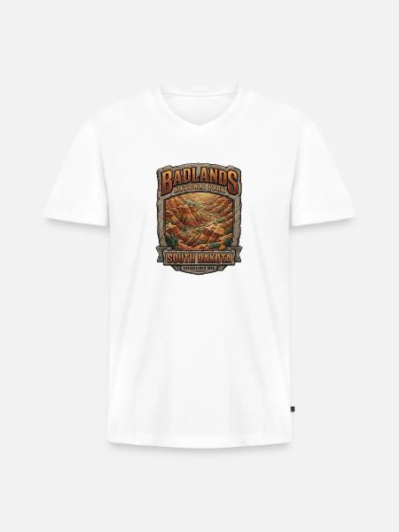 Badlands National Park Tee - Men's Premium Organic V-Neck T-Shirt - white