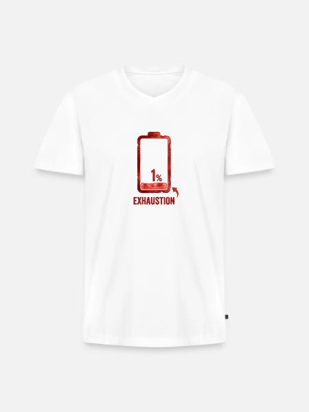 1% Exhaustion Battery Art - Men's Premium Organic V-Neck T-Shirt - white