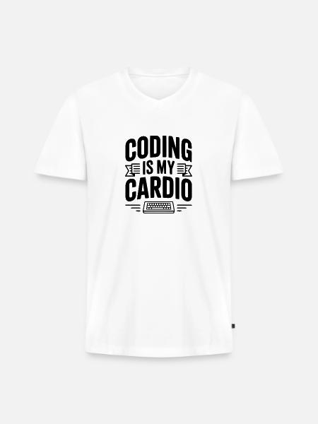 Coding Is My Cardio - Men's Premium Organic V-Neck T-Shirt - white
