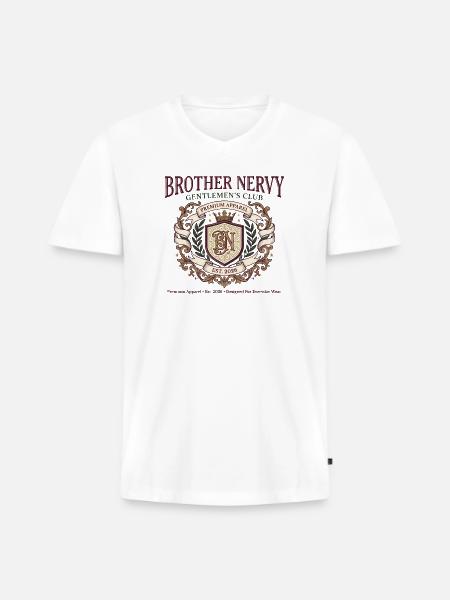 Brother Nervy Gentlemen's Club - Men's Premium Organic V-Neck T-Shirt - white